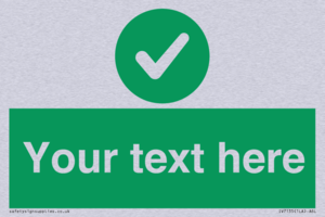 Custom green background, green circle with tick